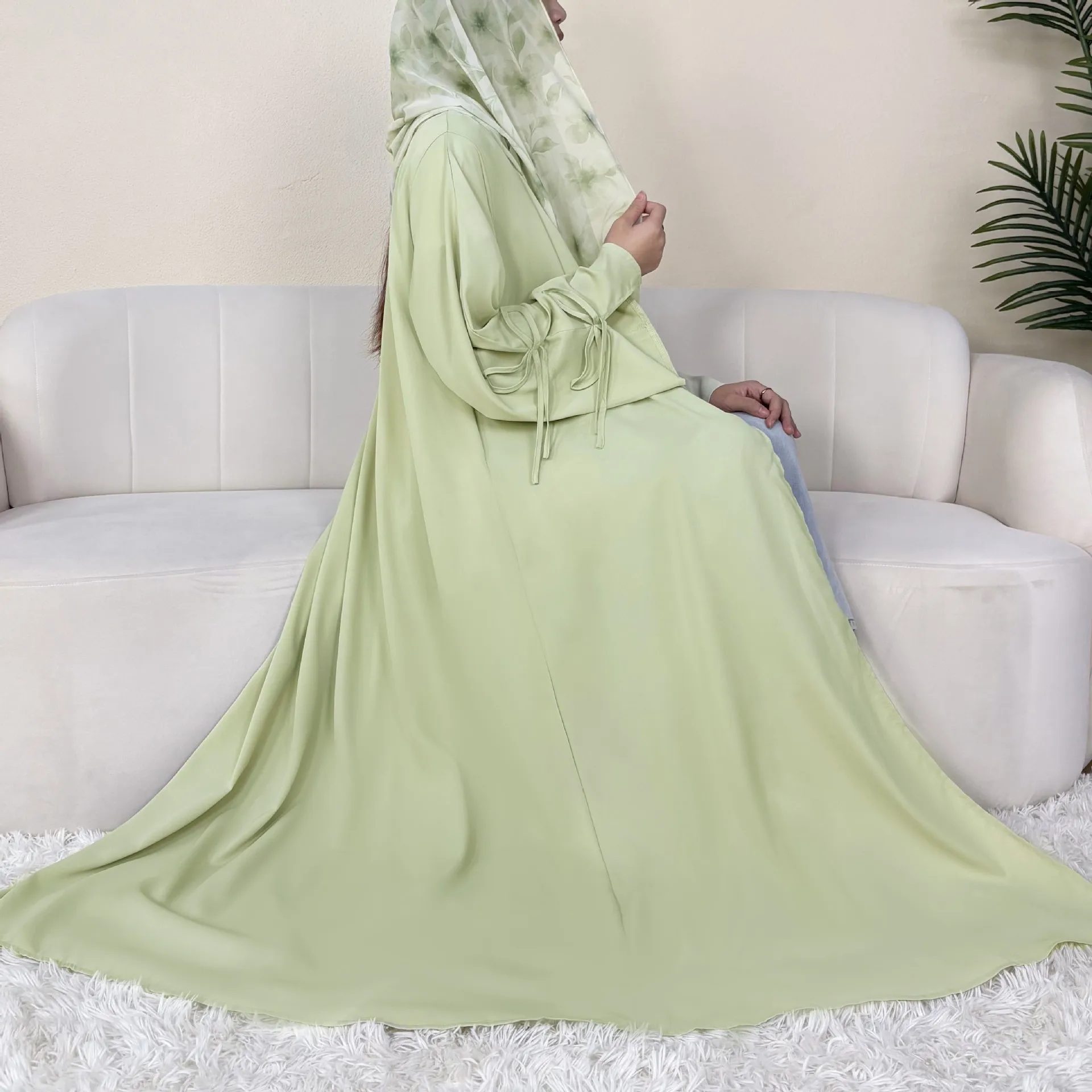 Eid Abayas for Women Muslim Dress Bow Cardigan Jalabiya Ramadan Dubai Kebaya Caftan Marocain Femme Robe Kimono Kaftan Vestidos