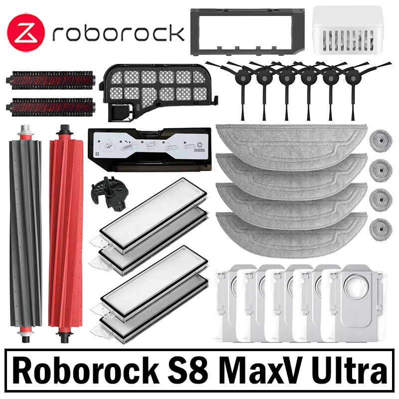 Roborock S8 MaxV Ultra Robot aspirateur pièces de rechange brosses latérales principales tissus de vadrouille filtres HEPA sacs à poussière accessoires