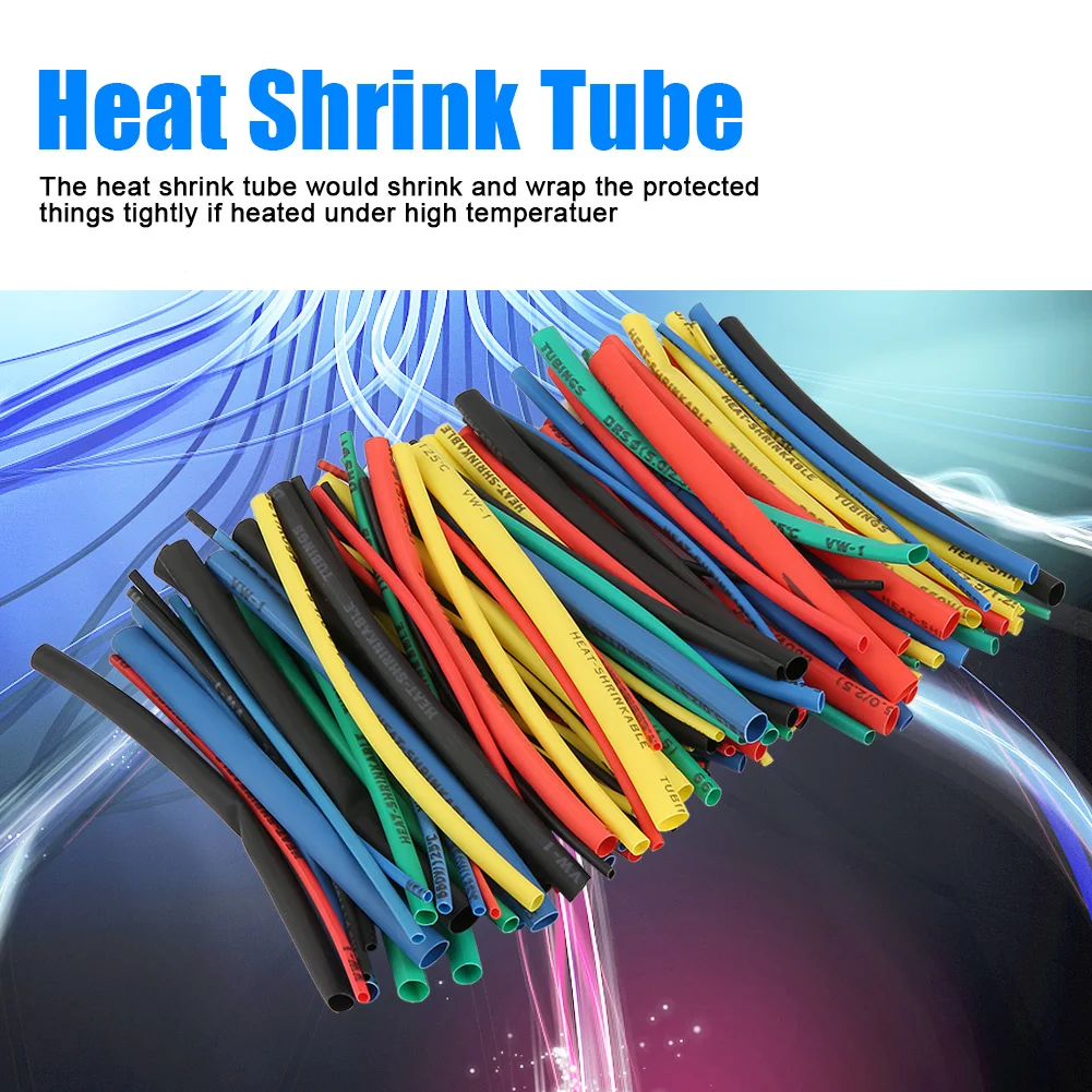 100pcs 5 Sizes 5 Color 100mm Heat Shrink Tube Wire Cable Insulated Sleeving