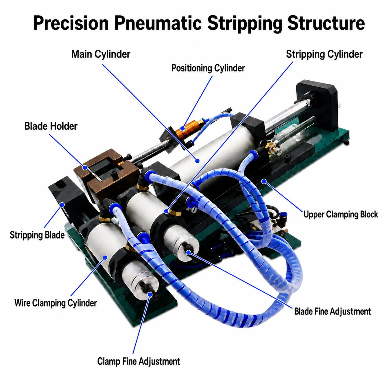 SQ-305 Pneumatic Wire Stripping Machine 7 Mm Diameter 0-50 Mm Length Heavy Duty Dual-Action Cylinder For Thick Cable