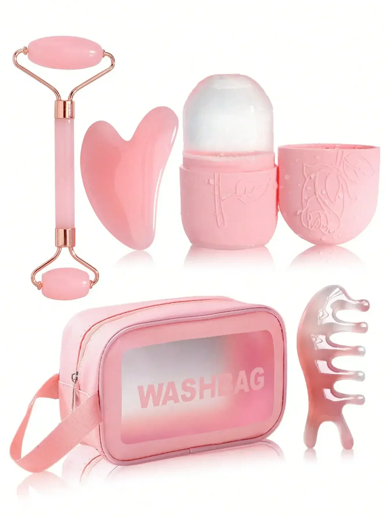 

3/5/8/14pcs/Set Facial Beauty Massage & Cleansing Tool Kit, Includes Gua Sha, Massage Roller, Ice Globes, Face Brushes, Head
