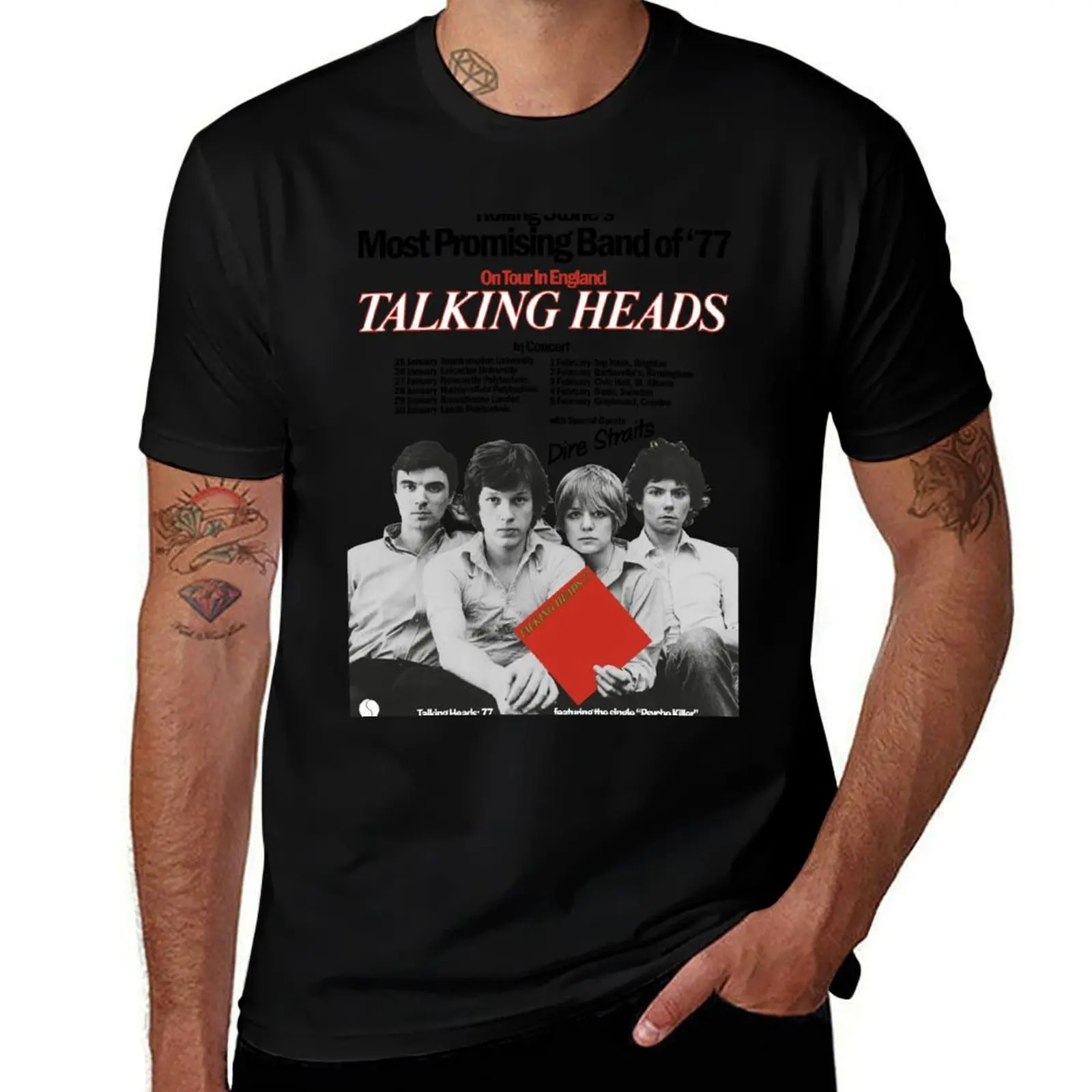 

TALKING HEADS UK TOUR POSTER (1977) T-Shirt man t shirt summer man t shirt cotton T-Shirt