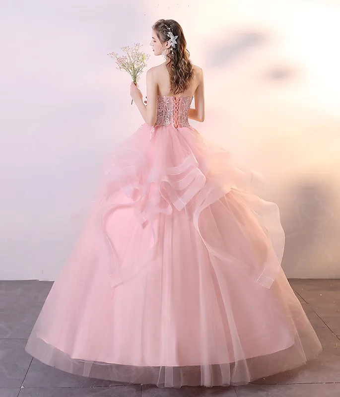 جديد Vestidos Quinceanera فساتين أنيقة فستان حفلة بدون حمالات صور حقيقية الكرة ثوب الحلو فستان حفلات حجم كبير رداء دي بال