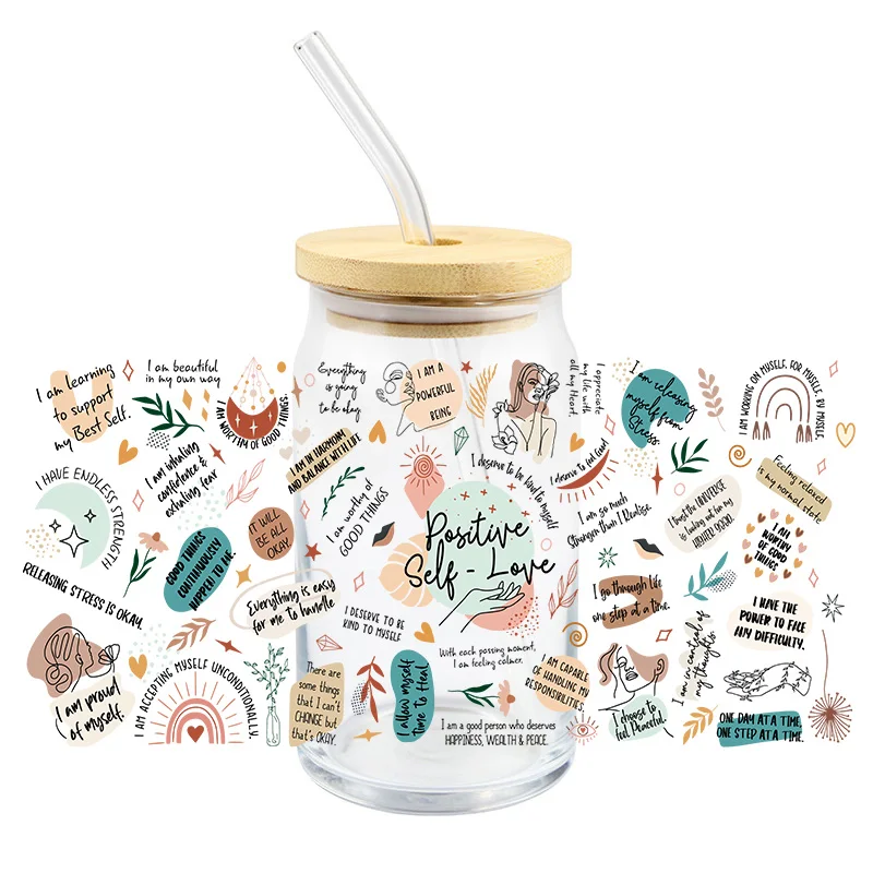 Transfer Sticker Self Love Uv Dtf Wraps For The Libby Glasses I Trust My Intuition Proud Of Myself Custom Decals Easy To Use