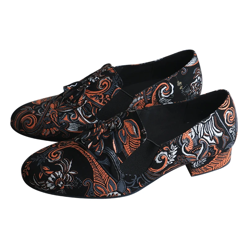 Venus Lure-zapatos de baile de salón para hombre, calzado de tacón bajo con calavera roja, zapatos de Salsa de Bachata latina, zapatos de baile para fiesta de Halloween