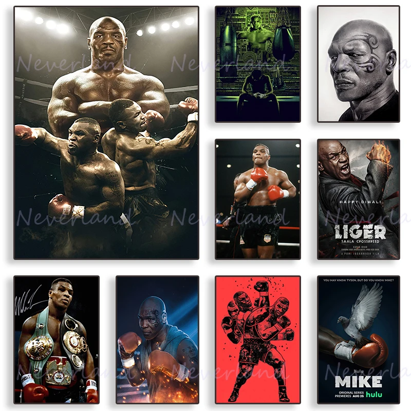 Famous Boxer Mike Tyson Sports Stars Retro Poster Canvas Painting and Prints Wall Art Picture for Living Room Home Decor Cuadros