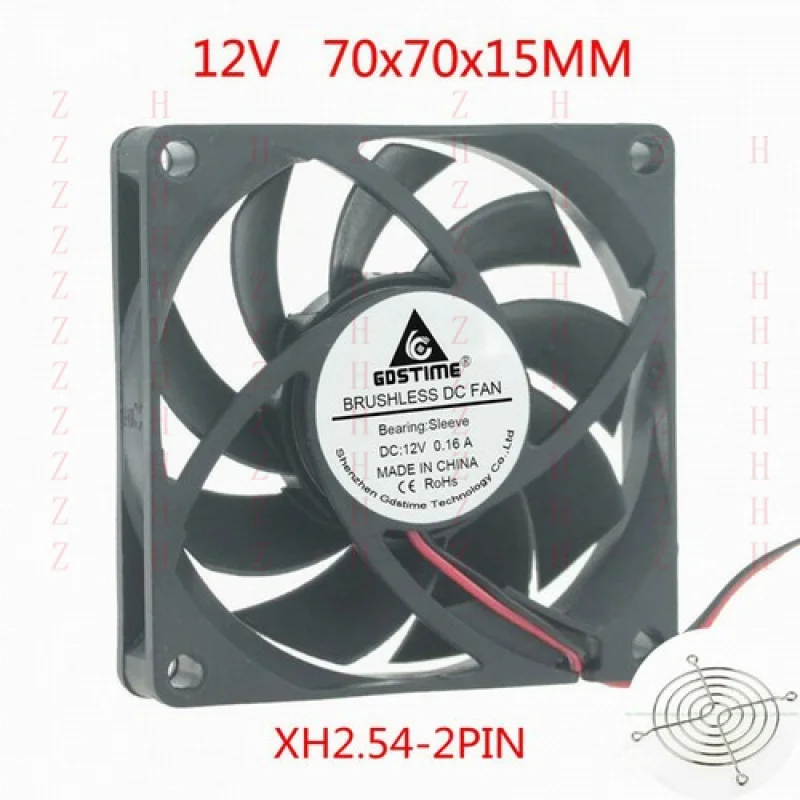 

XXZ для DC12V 0,16A 7CM 70X70X15 2800 об/мин 2-контактный охлаждающий вентилятор с защитной сеткой