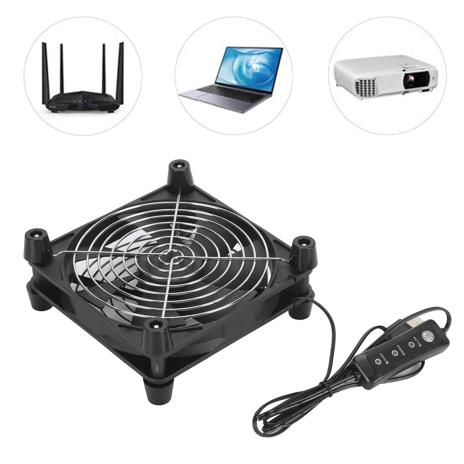 

Computer Cooling Fan 140mm Computer Fan 5V USB Powered 3 Speed Adjustable Multifunction Portable Quiet 2800RPM for TV Receiver