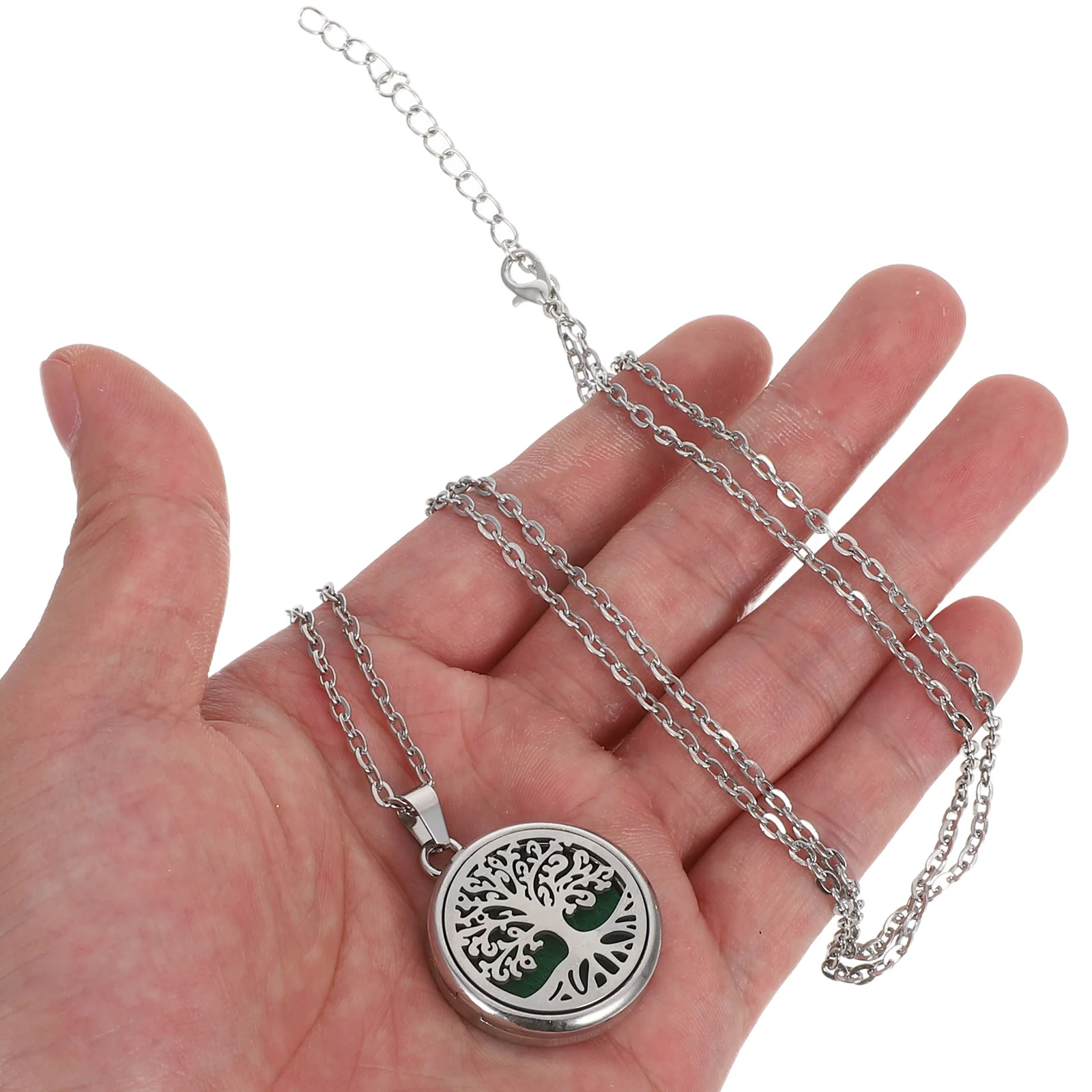 مجموعة واحدة من قلادة شجرة القلادة المصنوعة من الفولاذ المقاوم للصدأ وناشر الزيوت العطرية قابلة للتعديل للنساء ورائحة الارتداء اليومي #1