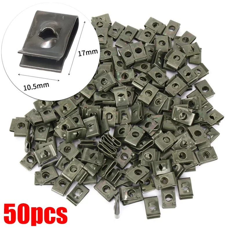 10/50pcs Car Motorcycles Metal Screw Fastener Clips U-Type Clip with Screw Anti-rust Protection Clip Screw Buckle Iron Sheet