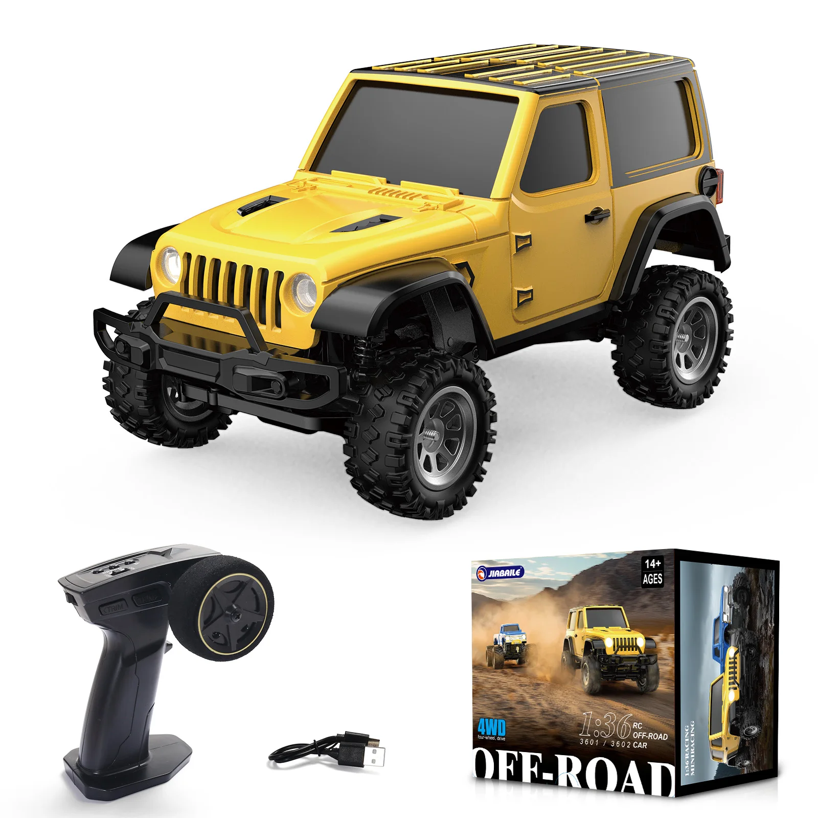 1/36 4WD Mini RC Crawler Auto Funkgesteuertes Geländefahrzeug mit Lichtsystem Ferngesteuertes RTR-Modell Spielzeug für Kinder und Erwachsene 3601 3602
