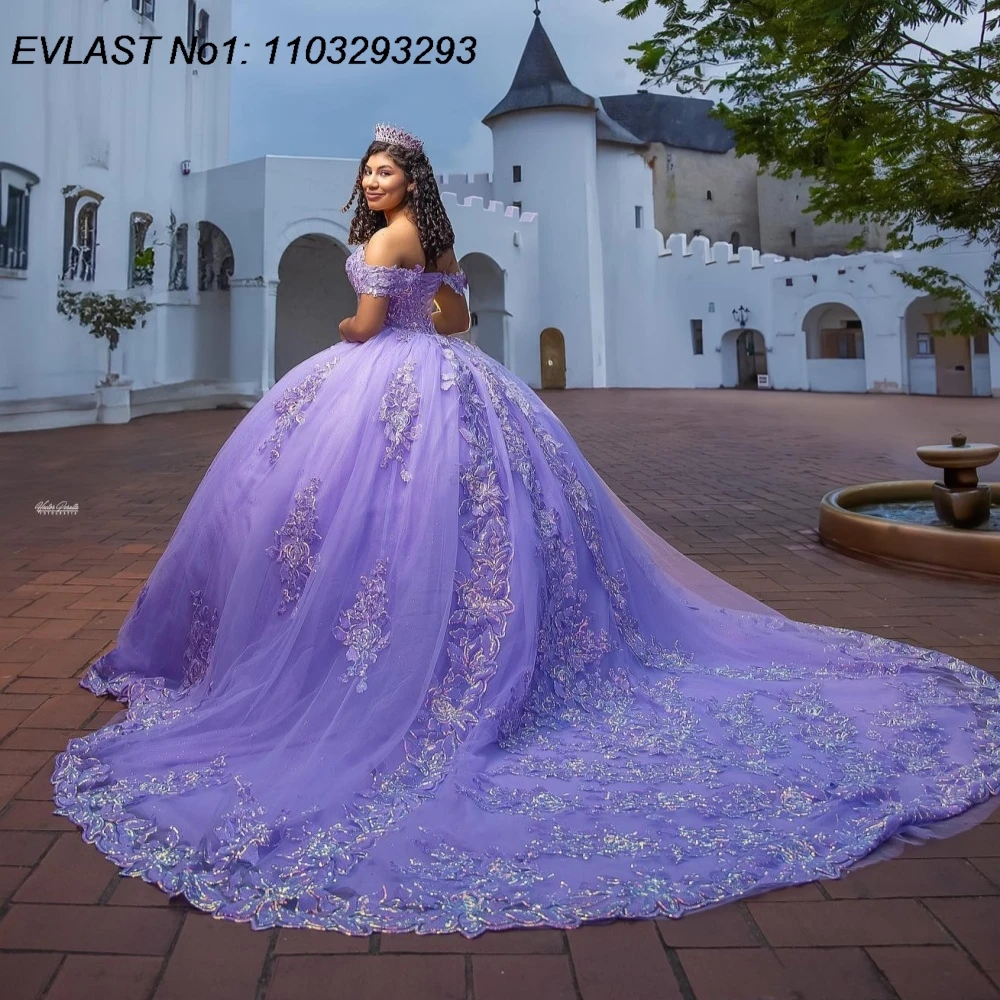 فستان كوينسيانيرا مكسيكي مخصص من EVLAST فستان حفلة مزين بالترتر والدانتيل مطرز بالخرز الحلو 16 فيستدوس دي 15 أنوس E1QN527 #1