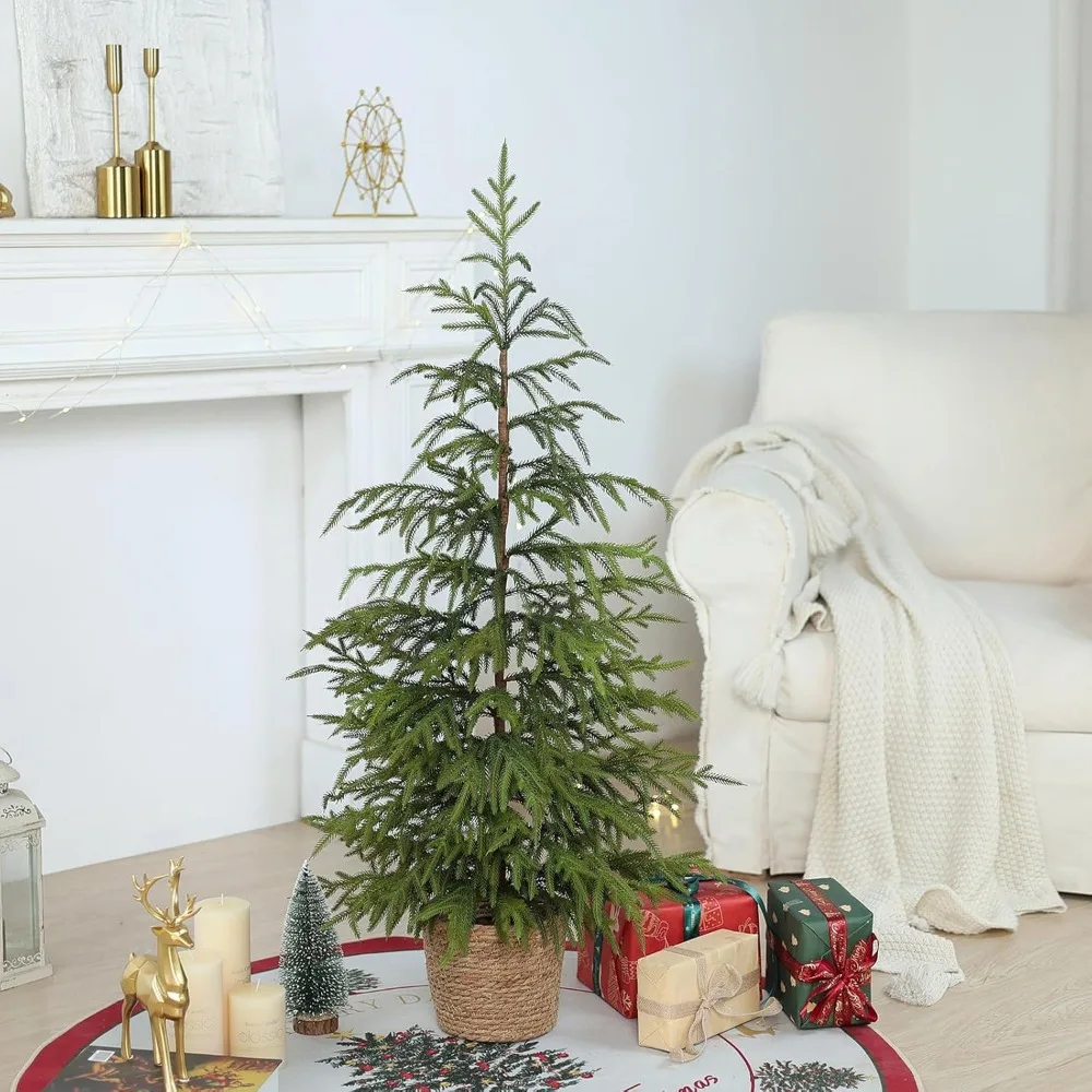 

Artificial Pine Tree - 4ft (48") Faux Christmas Tree Fake Potted Plants for Indoor Outdoor Home Front Porch Christmas Decor