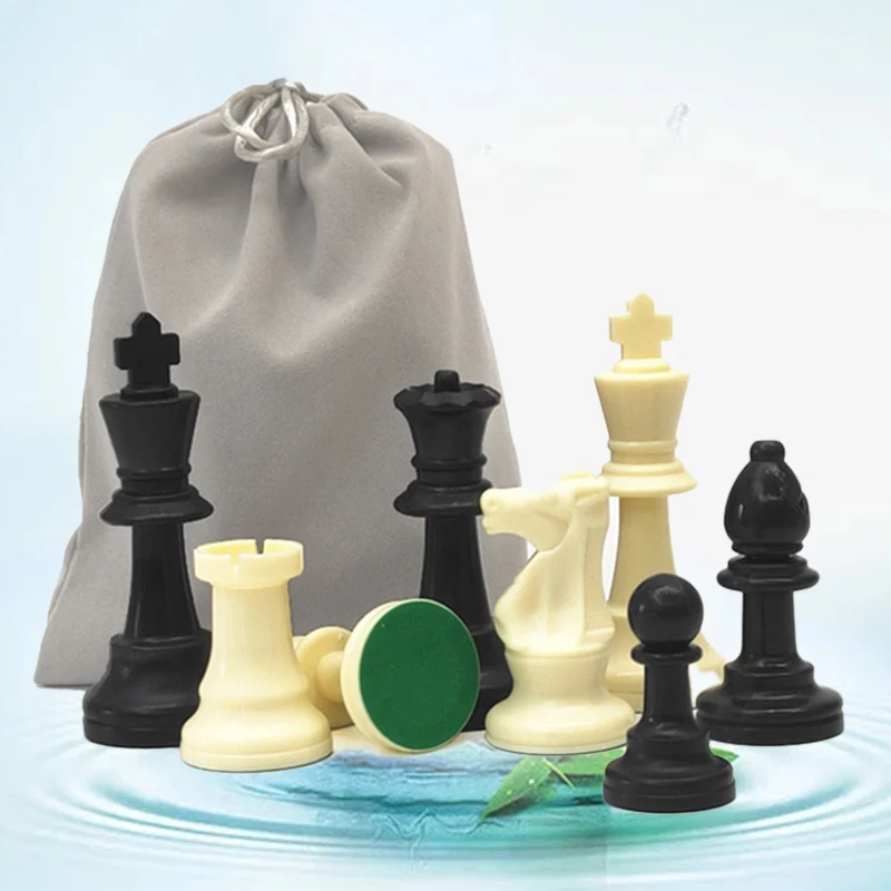 Plastic Chess Set, 32 PCS King Height 49/64/75/95 mm Chess Game, Standard Medieval Chessmen Faimly Table Board Game,