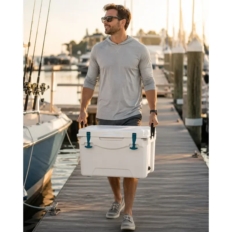 50QT Portable Rotary Molded Refrigerator LLDPE Insulated Hard Refrigerator with Custom Logo for Camping, Fishing, Outdoor