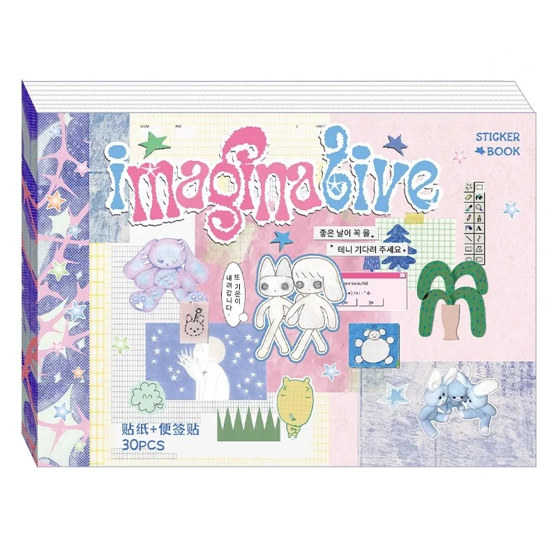 Kawaii المزدوج M5 ملصق كتاب Ins الكورية نمط لطيف الكرتون ملصقات الزخرفية رومانسية DIY كتيب سجل القصاصات اللوازم المدرسية