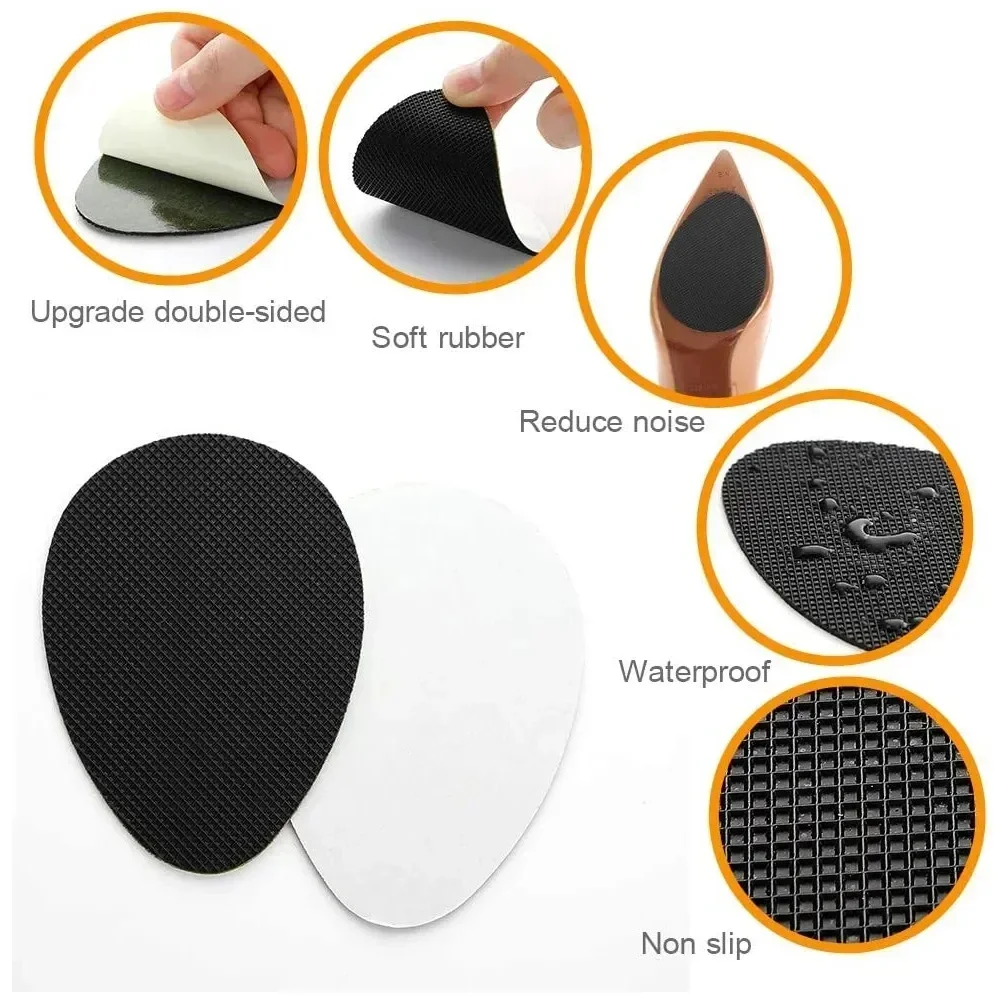 10/2Pcs Women\'s No-adhesive Sticker for High Heel Black Anti-Slip Heel Sole Protector Oxford Frosted Sandal Outsole Shoe Pad