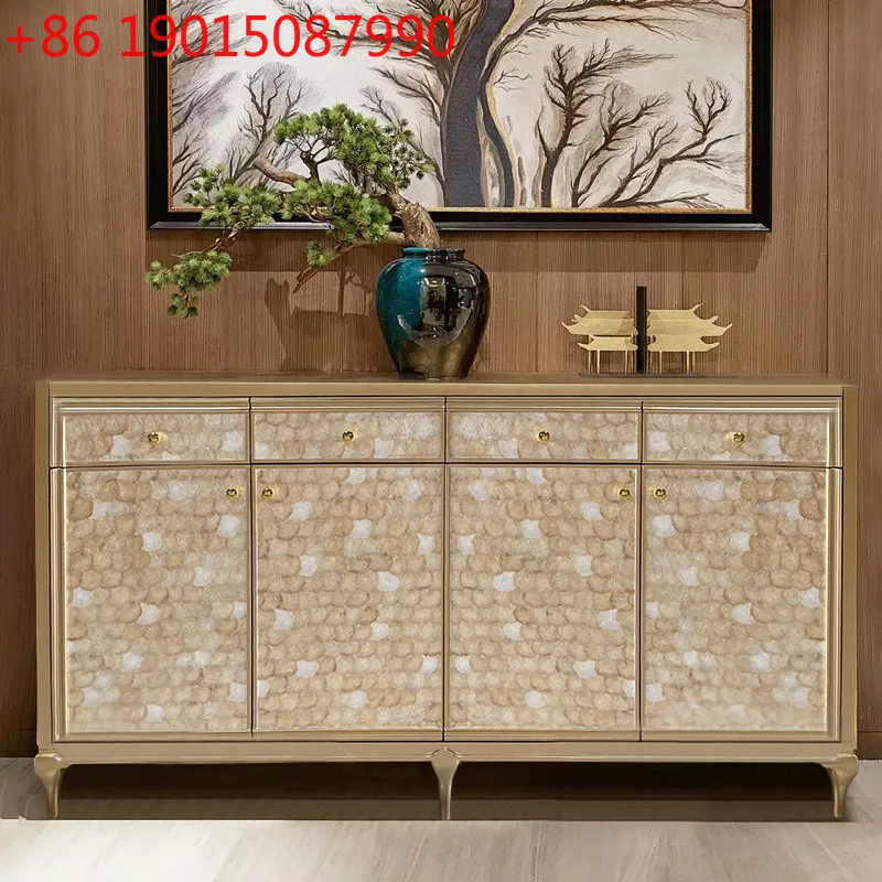 

Vintage solid wood entrance hall cabinet living room wall storage villa large flat floor decorative cabinet