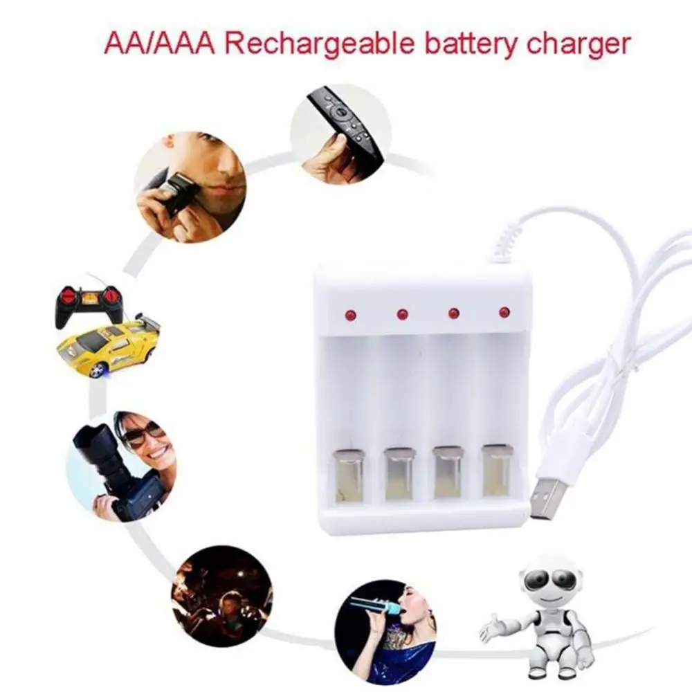 New 4 Slots LED Indicator Rechargeable AA/AAA Ni-MH NiCd Battery Charger