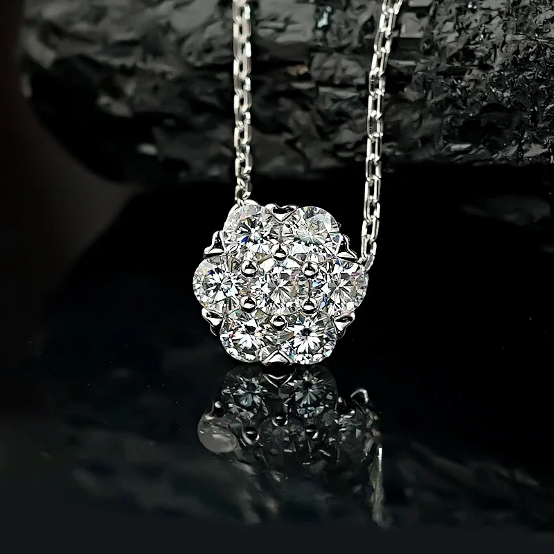 925 genuine silver moissanite flower bud collarbone chain gold-plated high-end necklace for wedding gift to girlfriend