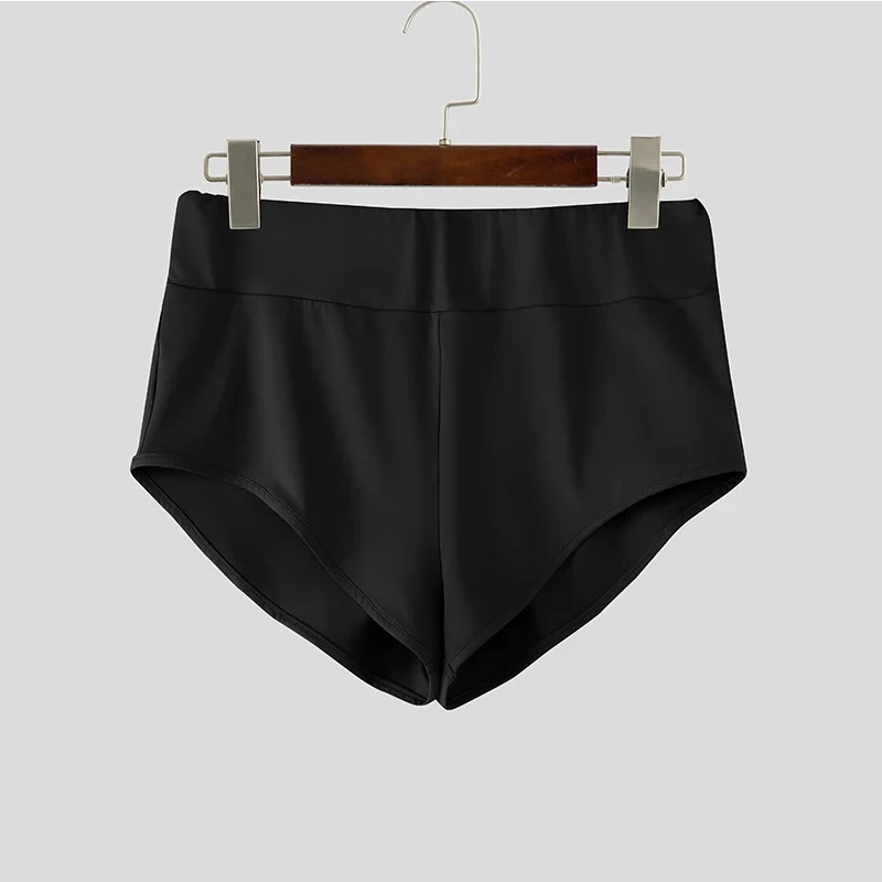 2026 Summer Pajamas Briefs Mens Shorts Stretchy Slim Solid Color Shorts For Men Daily Leisure Breathable High Waist Shorts