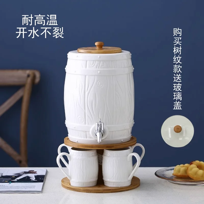 

Ceramic Cold Kettle Set with Faucet Large Capacity Water Tank Water Storage Tank High Temperature Resistant Juice Beer