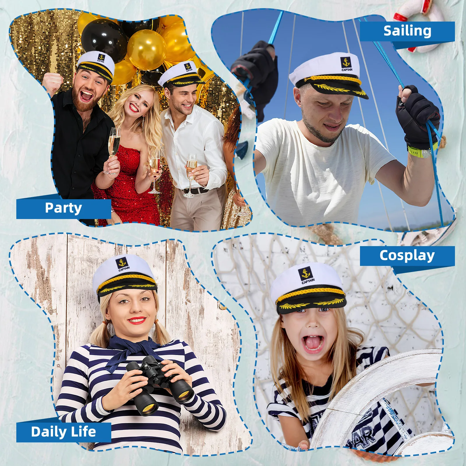 

BESTOYARD Yacht Captain Hat Adult Sailor Costume Navy Marine Ship Officer White Embroidered Cap