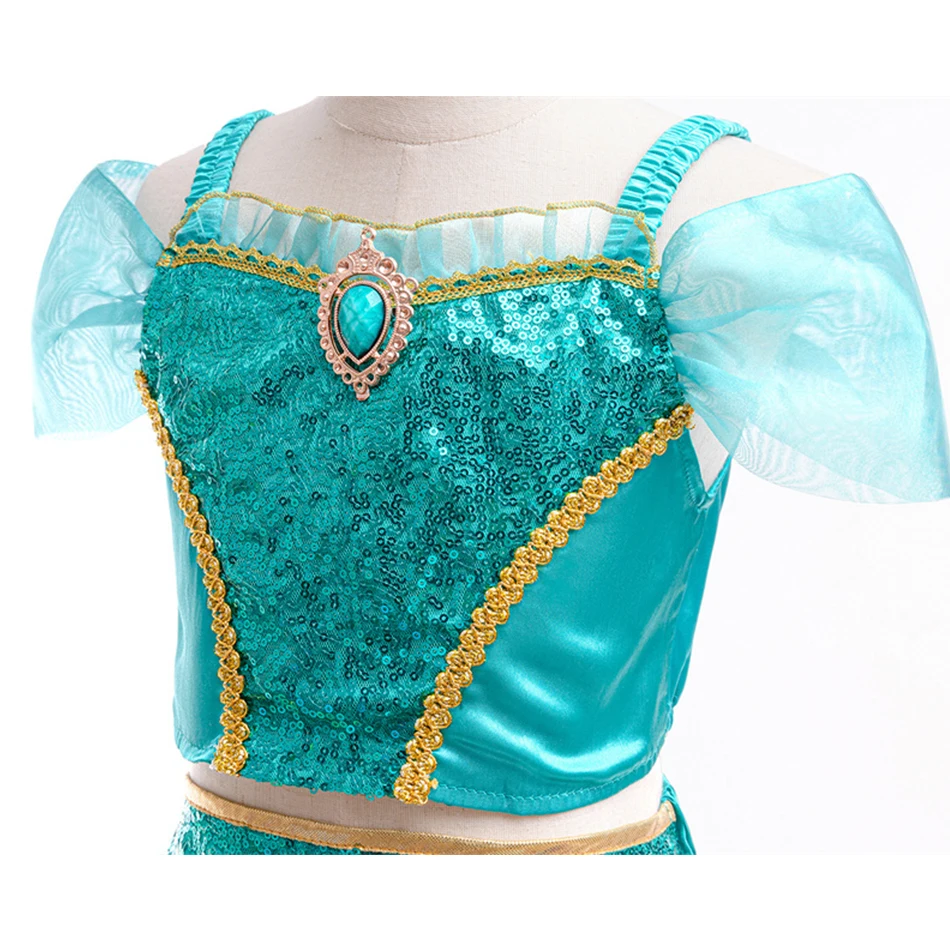 علاء الدين الأميرة فتاة فستان الياسمين قطعتين مجموعة الاطفال فيلم لعب الأدوار زي هالوين ملابس للحفلات الأطفال هدية عيد ميلاد #4