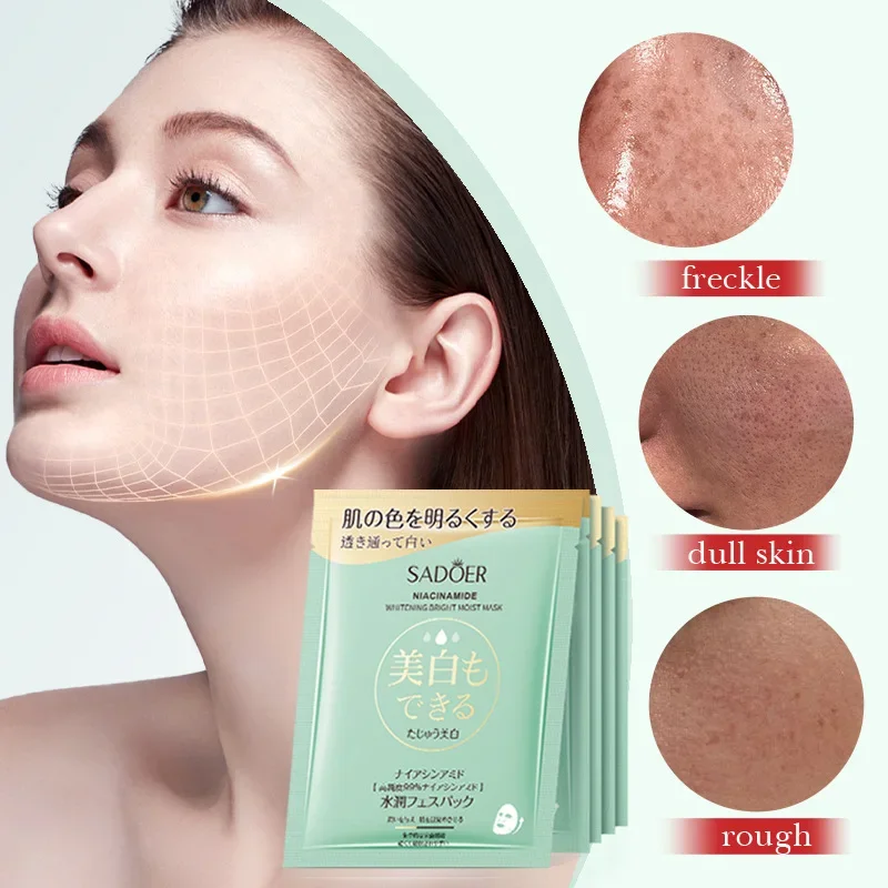 

5 pcs Brightening Moisturizing Mask Niacinamide Whitening Mask Firming Hydrating Face Mask Facial Skin Care Products