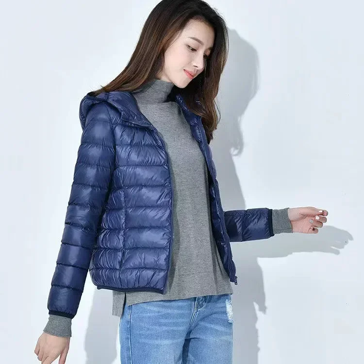 

Hooded Cotton Clothes Spring Autumn Winter Women's Short Padded Jacket Lightweight Hooded Quilted Cotton Coat Stand Collar