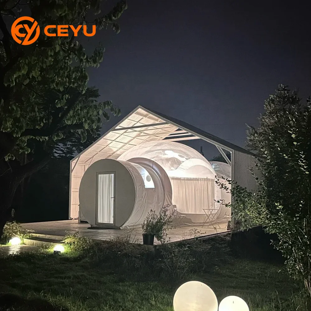Ceyu Dome Shape Christmas Clear PVC Advertising Inflatable Snow Globe Bubble Tent 2-Person Outdoor Hotel Events Camping