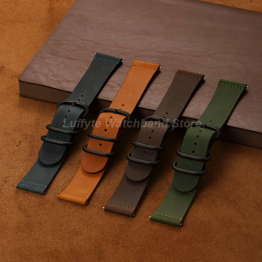 Schnellverschluss-Federsteg Crazy Horse Echtleder-Uhrenarmband für Herren 20mm 22mm Business Langlebiges Ersatz-Uhrenarmband