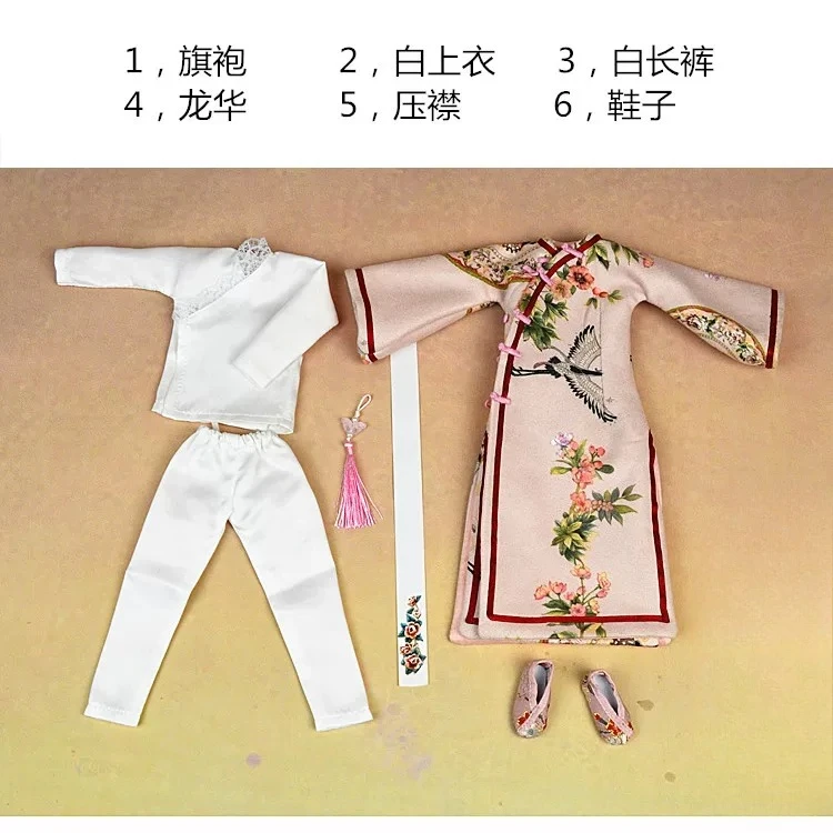 1/6 Maßstab, weibliches Cheongsam-Set im antiken Stil, klassisch, schmal geschnitten, bedruckt, Qing-Dynastie, passend für 12-Zoll-Soldaten-Actionfiguren-Körpermodelle – Detail 17