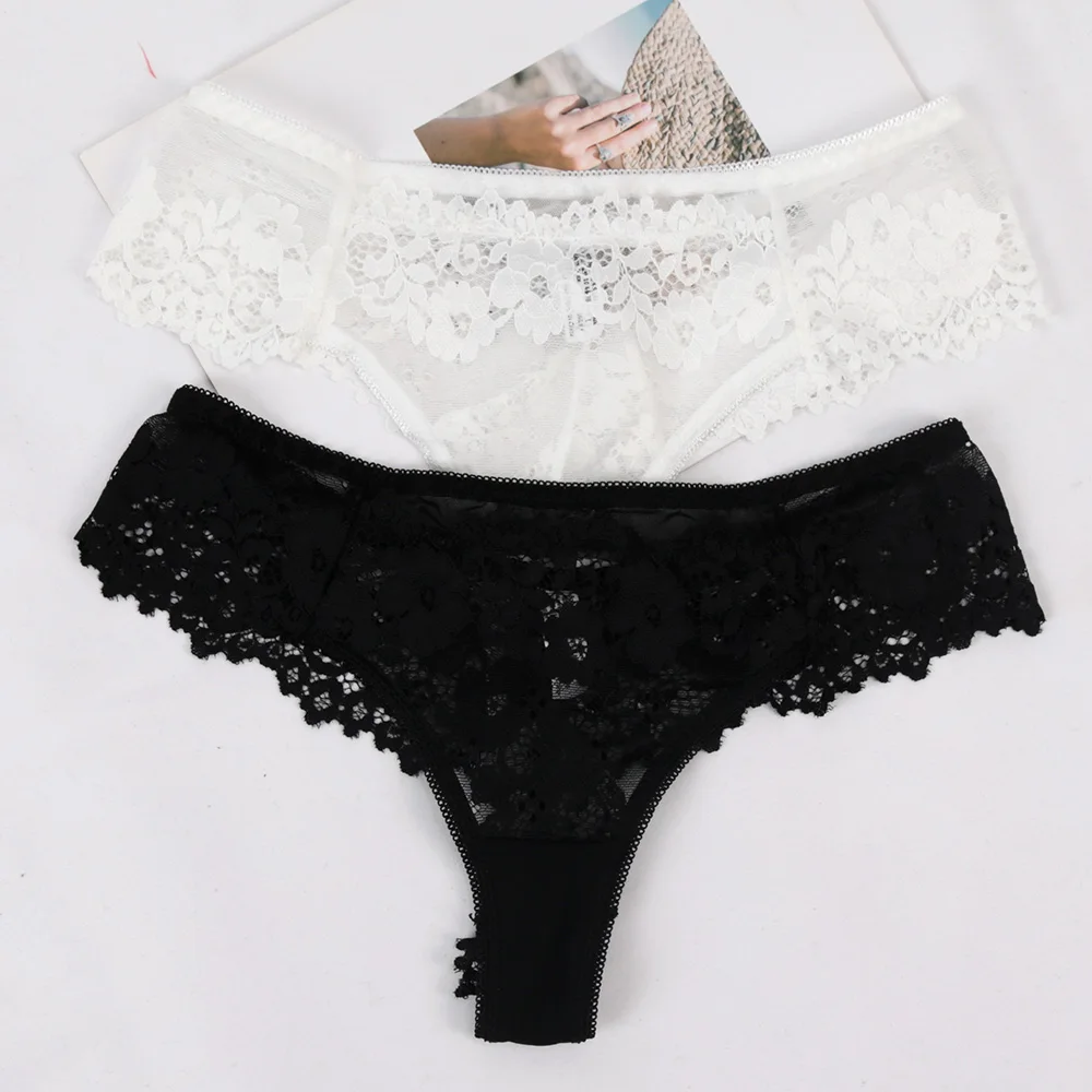 1PC Sexy Floral Lace Women\'s Thongs Transparent Women Panties Underwear Solid G-String Female Underpants Intimates Lingerie