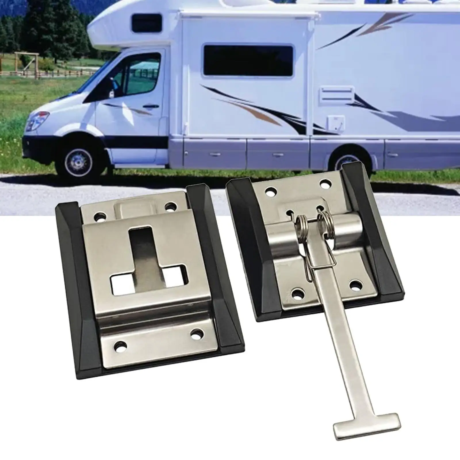 T Style Entry Door Latch Caravans RV Catch Holder Hardware for Containers Horse Trailers Cargo Haulers Truck Commercial Vehicles