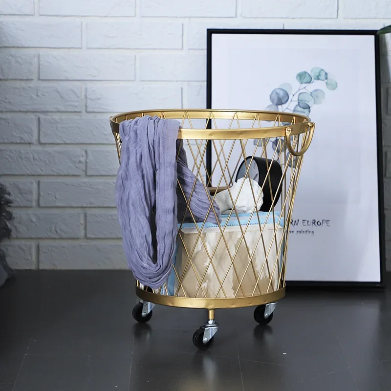 Cesta de almacenamiento de hierro forjado de estilo nórdico, cesta de lavandería, juguetes ligeros de lujo para el hogar, cesta de almacenamiento de ropa