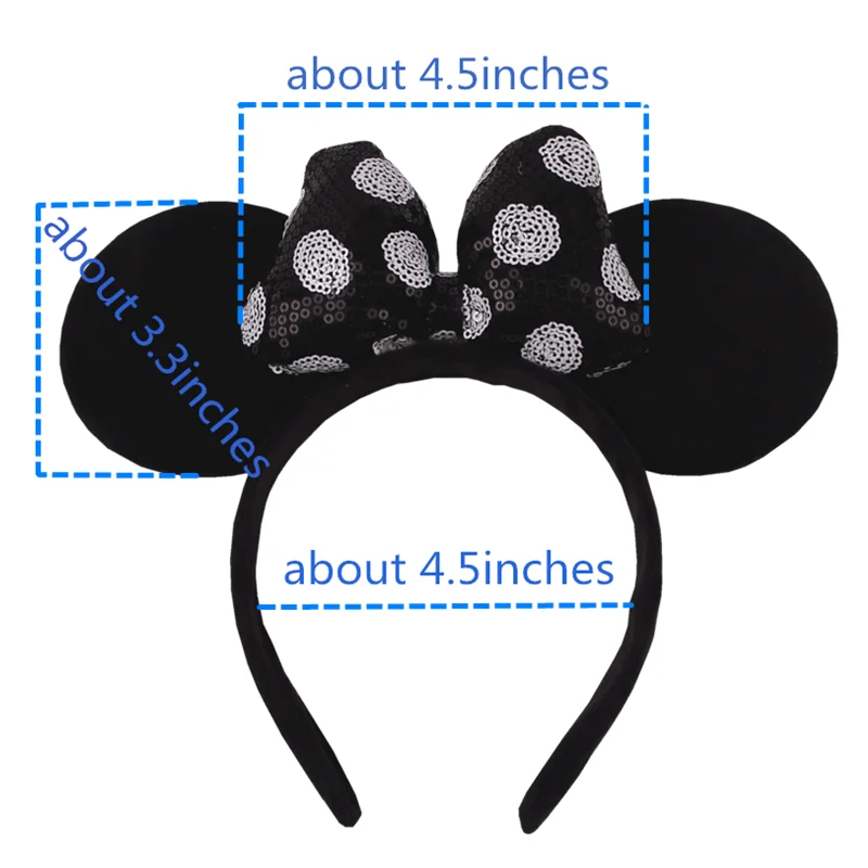 Großes Haarband mit Mausohren für Mädchen, Polka-Dot-Schleife, glitzerndes Cartoon-Haarband, Haaraccessoires für Feiertage, Partys und Reisen, Festival-Party – Detail 4