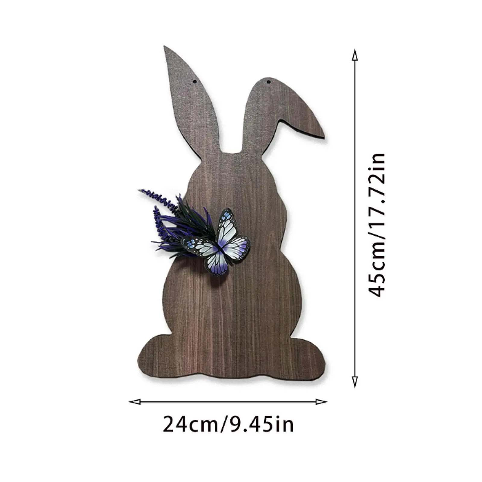 Conejo de Pascua, letrero de madera para puerta delantera, decoración rústica para el hogar, forma ligera de conejo