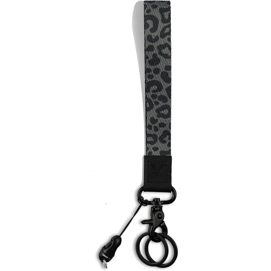 

Cute Wrist Lanyard for Keys Keychain Wallet Id Holder Cell Phone Wristlet Lanyard Key Chain HolderBlack Leopard