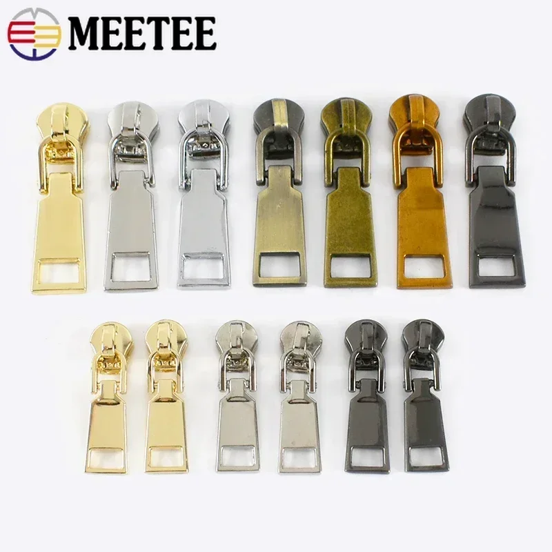 5/10/20Pcs Meetee 3# 5# Metal Zipper Sliders Zip Puller for Sewing Bags Suitcase Clothing Coat Zippers Head Repair Kit Accessory