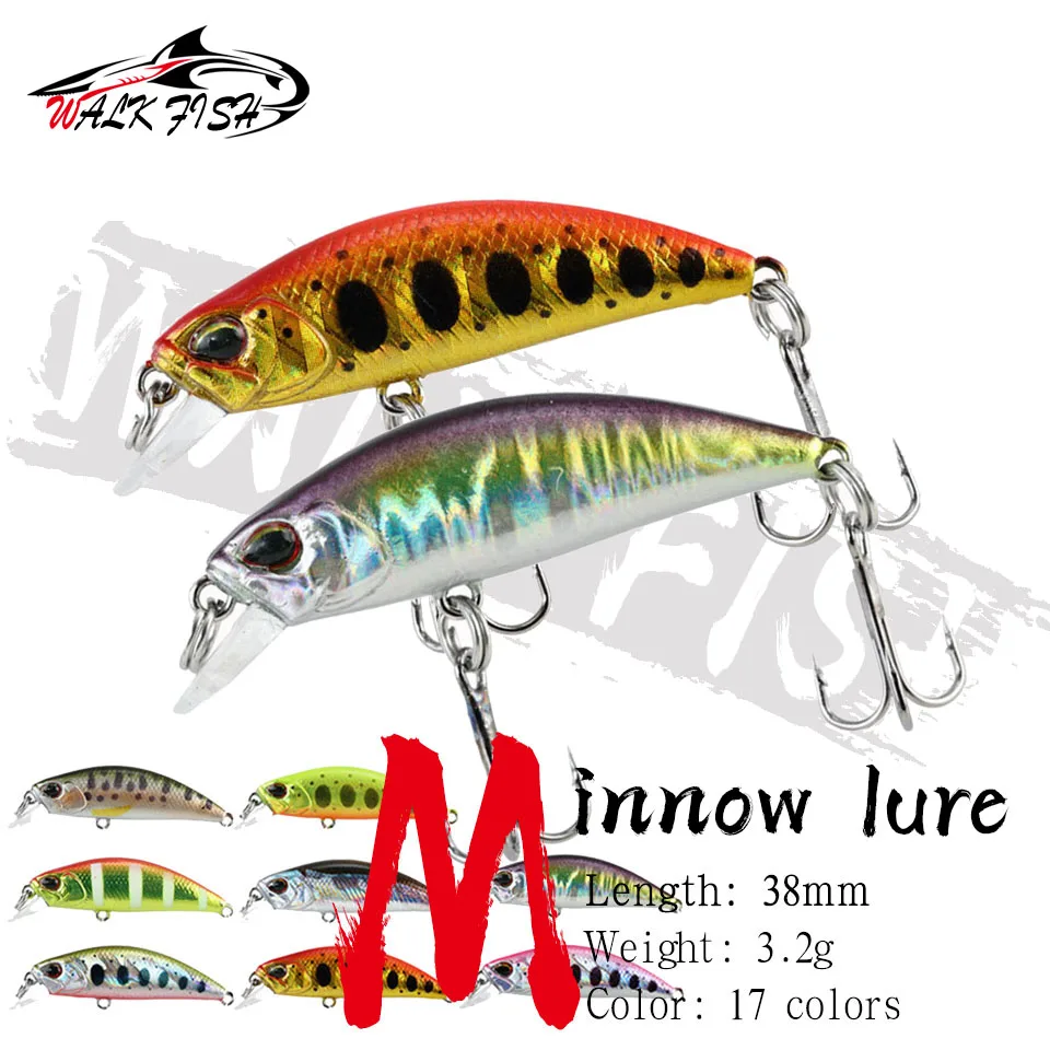 WALK FISH 38Mm 3.2G Mini Sinking Minnow Fishing Lures Jerkbaits Peche Artificial Bait Wobbler Lure for Trout Bass Carp Fishing