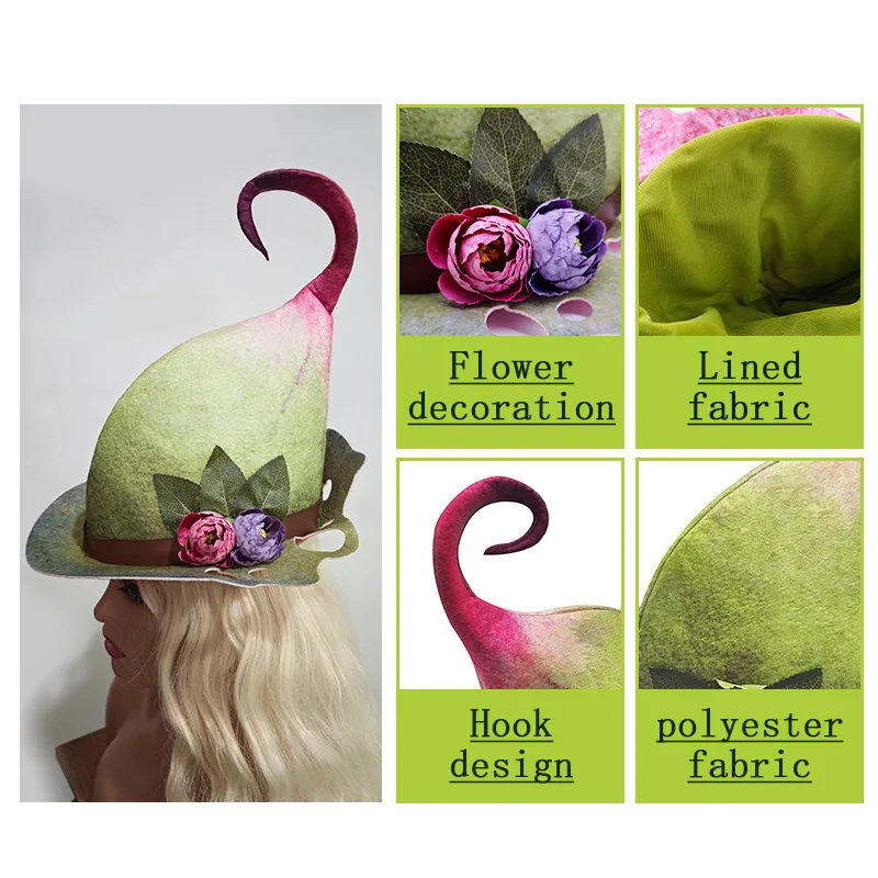 Lotus leaf witch hat, pink blue flower hat, artificial plant lotus hat, handmade, party gifts, home decoration, holiday dress,