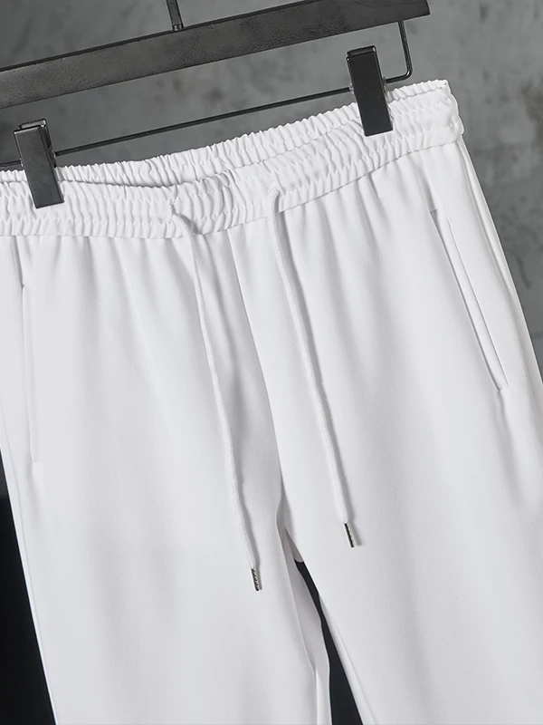 

Мужские прямые повседневные брюки с девятью ногами, модные универсальные брюки со средней талией и эластичной резинкой на талии, летние осенние брюки свободного покроя