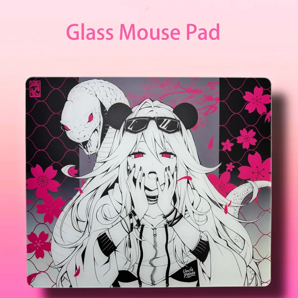 

Коврик для мыши с изображением японской аниме-девушки с красными глазами, стеклянный, для киберспорта, игр, офиса, декора рабочего стола, для студенческого общежития