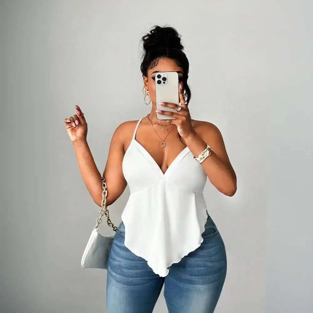 

Large Size Women's Sexy Camisole Vest Summer New Item Backless Design Sleeveless Top Casual Y2k Femmes Shirts Blouses Woman Y2k