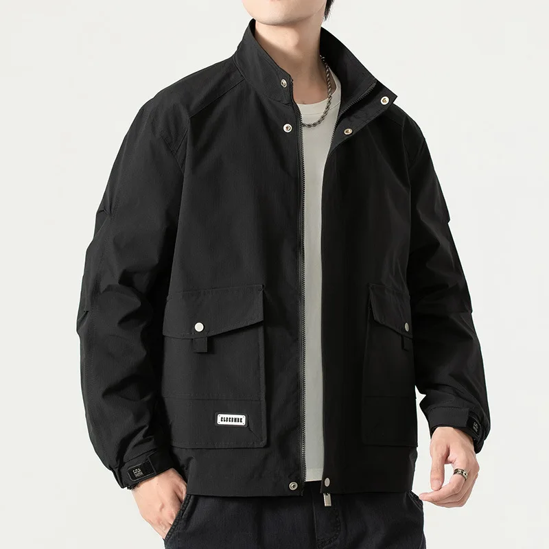 2024 New Stand Collar Men's Jacket Multi-Pockets Outdoor Waterproof Zipper Windbreaker Men Casual Jacket Coats Plus Size 8XL