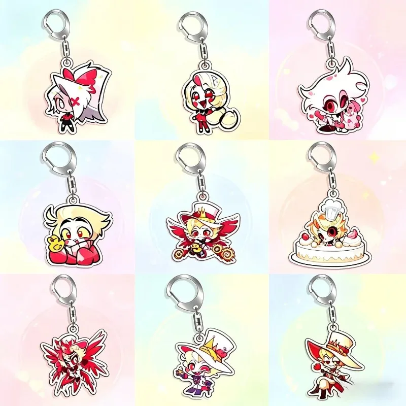 Keychain for Hazbin Hotel Alastor Lucifer Morningstar Acrylic Anime Cartoon DIY Collection Toys Gift for Friend Birthday Gifts