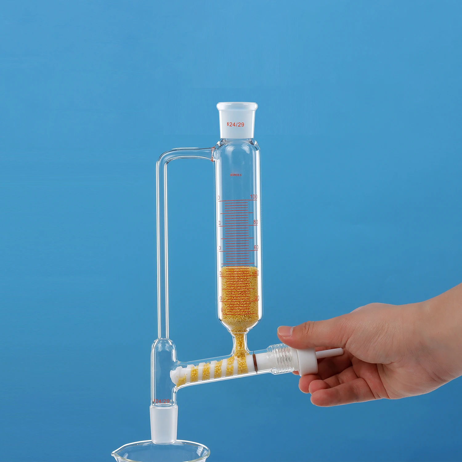 قمع تغذية صلب لمسحوق الأسطوانة 100 مل 250 مل 500 مل أواني زجاجية لمختبر البورسليكات #5