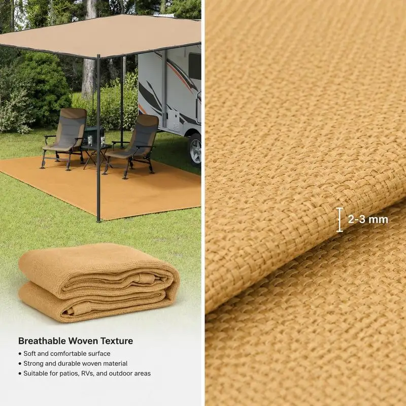 Tapis de camping respirant 3 × 6 m en PEHD – sable