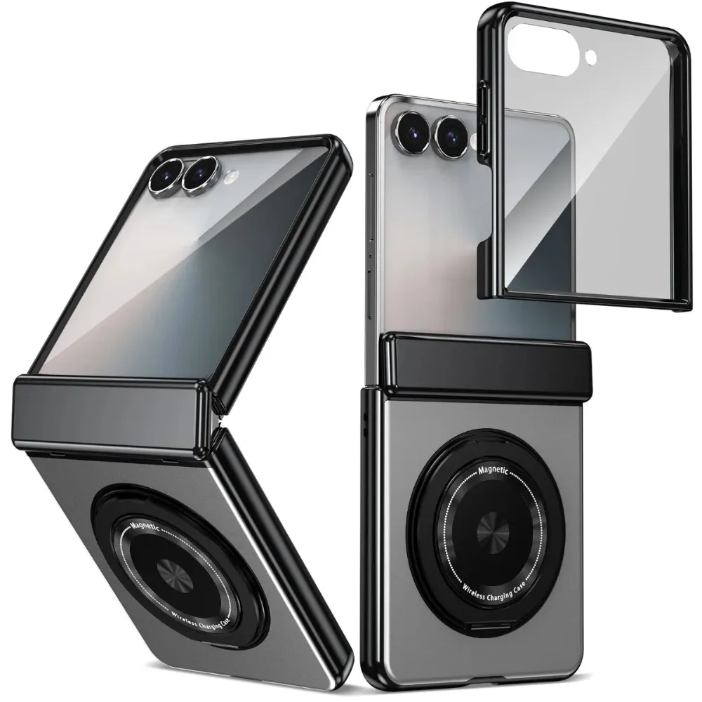 

360 ° Чехол с магнитной петлей и вращающимся кольцом для Samsung Galaxy Z Flip 7 FE 6 5 4 3 со стальной пленкой, противоударный чехол с защитой от падения